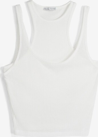 Bershka Knitted Top in White: front