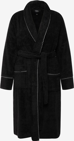 Ulla Popken Short Bathrobe in Black: front