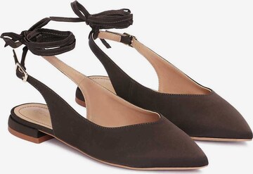 Kazar Ballet Flats with Strap in Brown