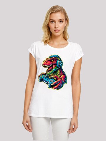 T-shirt 'Dinosaurier Gamer' F4NT4STIC en blanc : devant