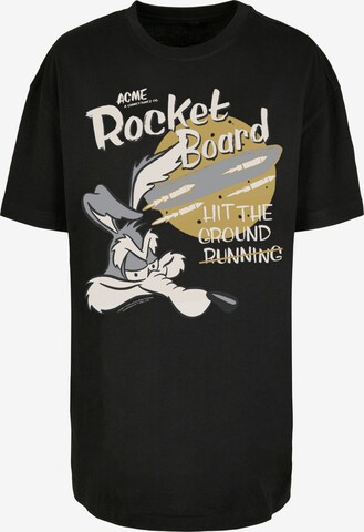 F4NT4STIC Shirt 'Looney Tunes Trickfilm Serie Cartoon Wile E Coyote Rocket Board ' in Black: front