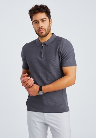 Leif Nelson T-Shirt Feinstrick Polo in Grau