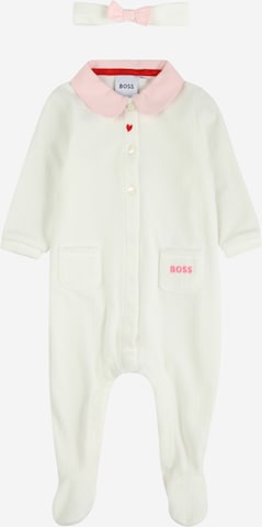 BOSS Kidswear Комплект пижама в бяло: отпред