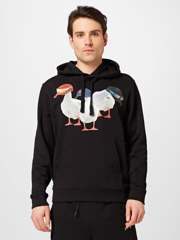 HUGO Red - Sweatshirt 'Ducks' em preto: frente