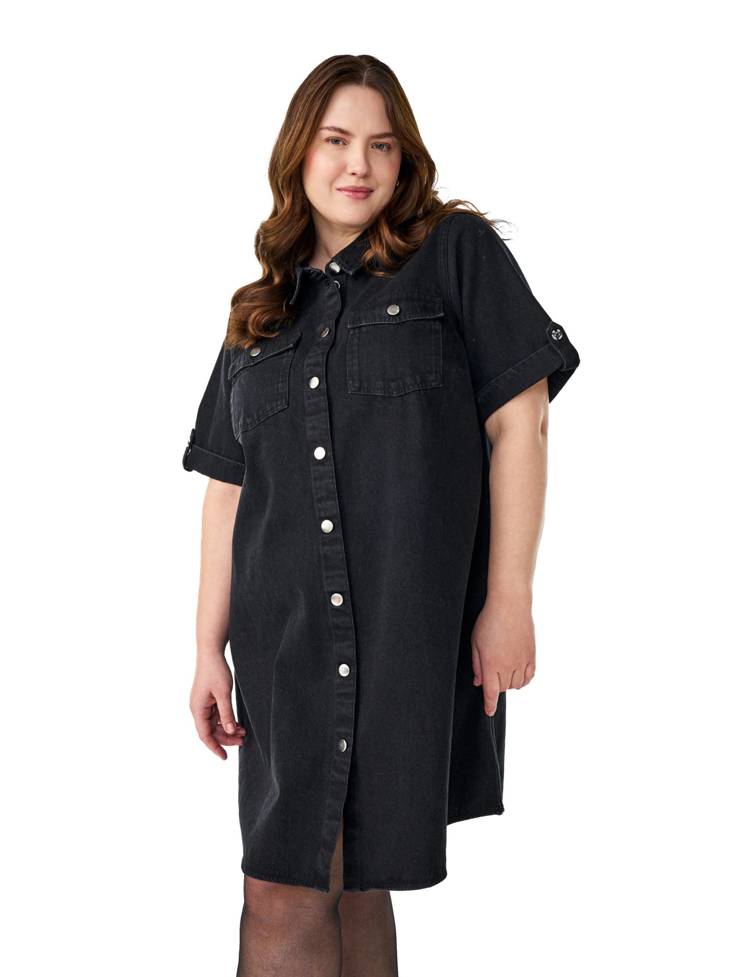 Zizzi Košeľové šaty 'Vami' - Čierna