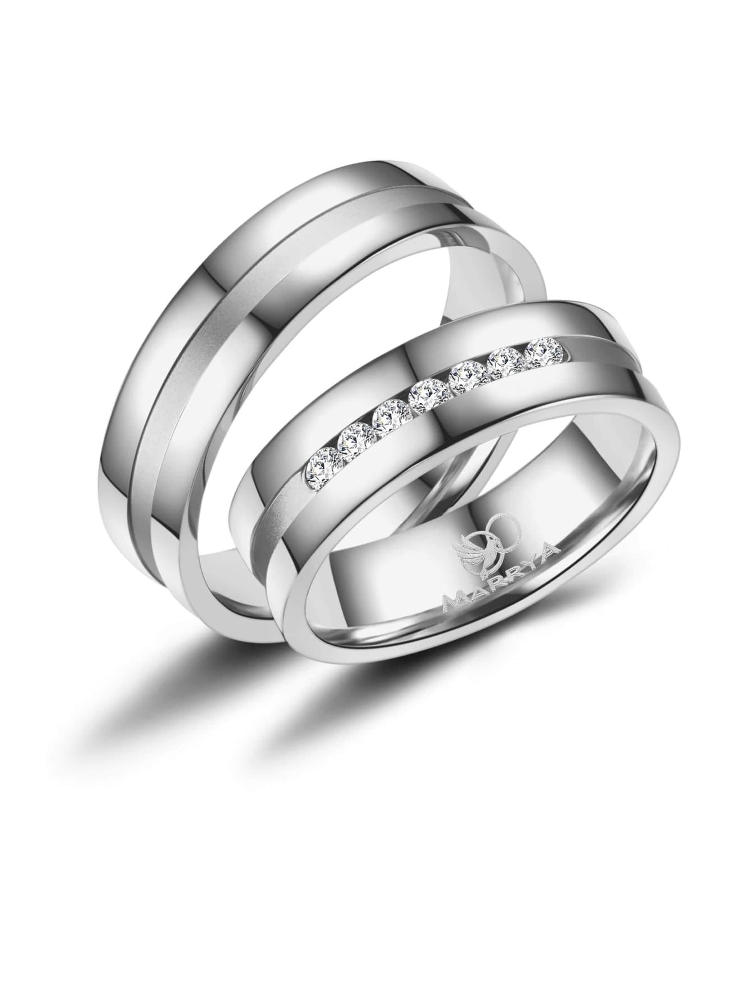 MARRYA Ring 'MARRYA ES-08 Ehering aus Edelstahl - Silberfarben' in Zilver: voorkant