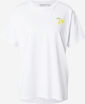 PIECES Футболка оверсайз 'PCALIFI FASTTRACK' в Белый: спереди