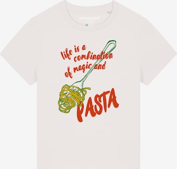 Watapparel T-Shirt 'Magic And Pasta' in Weiß: Vorderseite