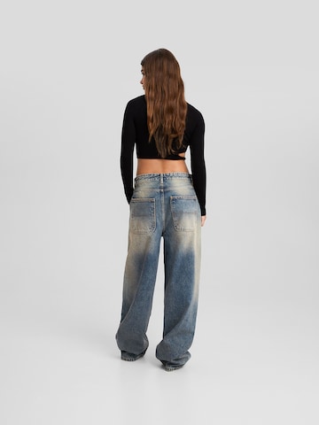 Bershka Wide leg Jeans in Blauw