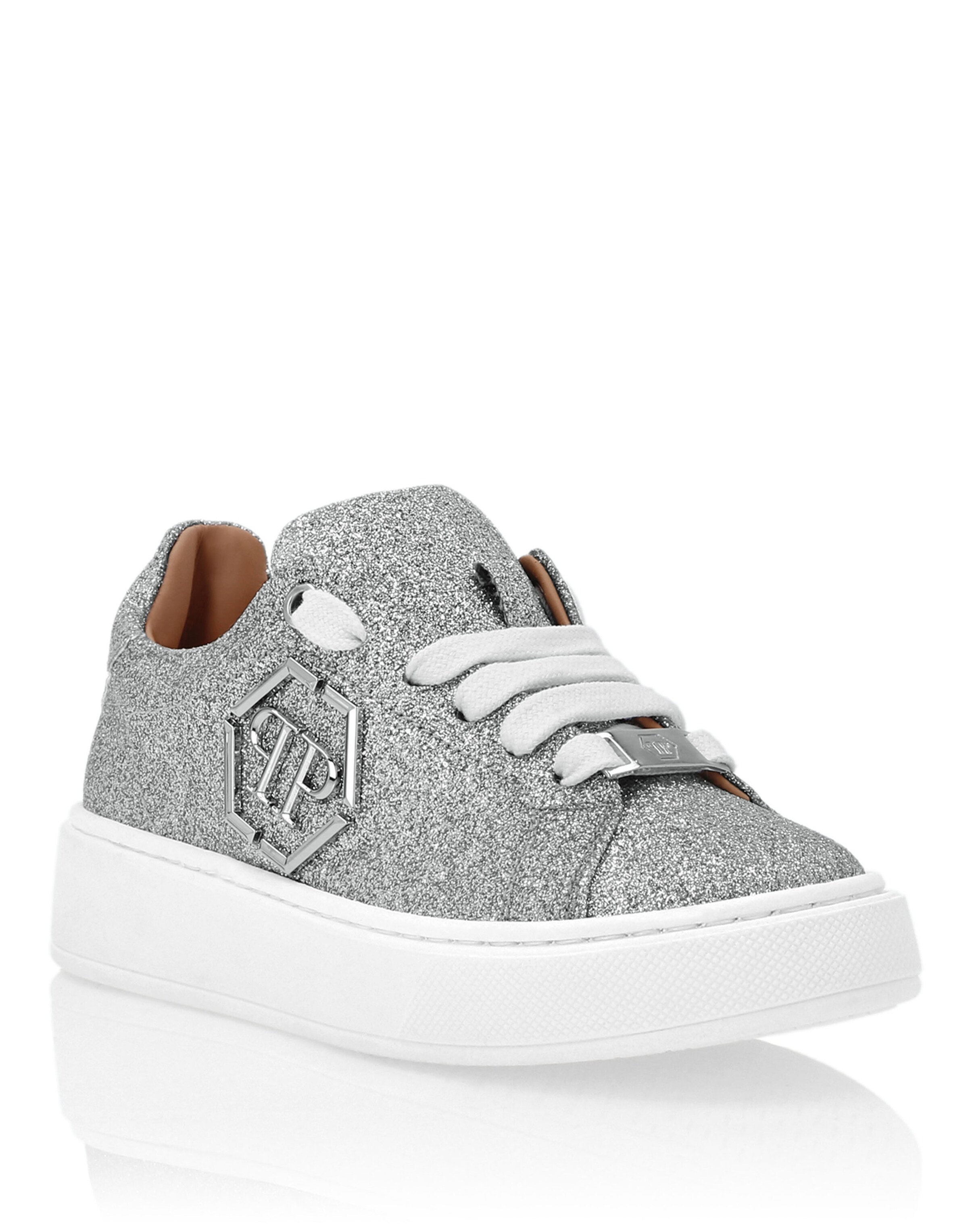 Philipp Plein - Sapatilhas em prata: frente