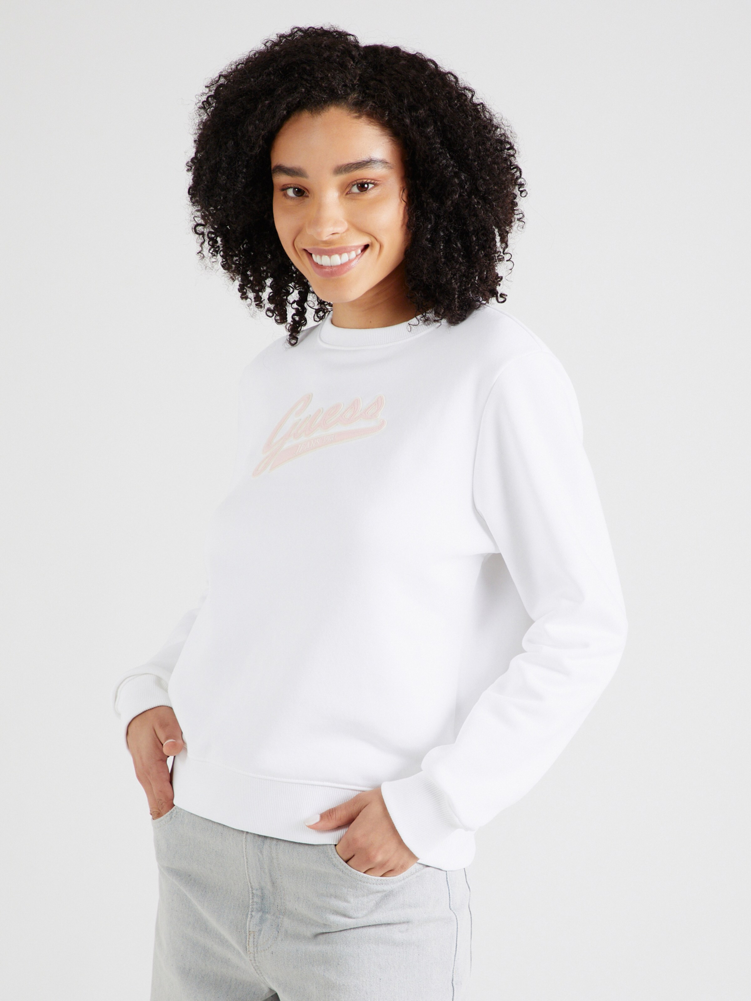 Guess jeans white sweatshirt hot sale