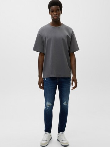 Pull&Bear Slimfit Jeans in Blauw: voorkant