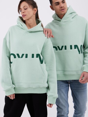 Koyumi Sweatshirt 'Unisex Oversize Hoodie – 3-Faden Stoff, innen angeraut Suheyla Love it' in Grün