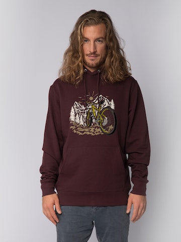 Watapparel Sweatshirt 'Mountainbike und Berge' in Rood: voorkant