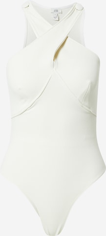 River Island Shirt bodysuit in White: front