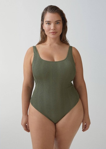 MANGO T-shirt Swimsuit in Green: front