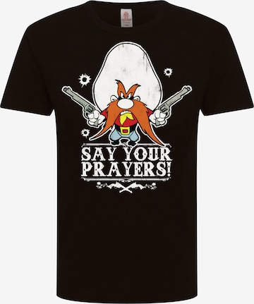 LOGOSHIRT T-Shirt 'Looney Tunes - Yosemite - Say Your Prayers' in Schwarz: predná strana