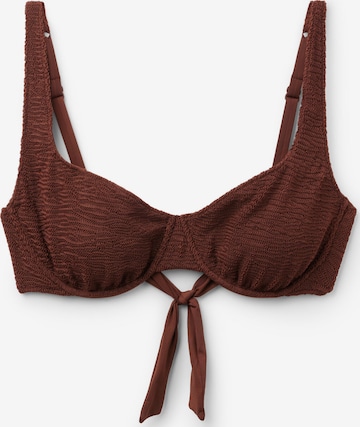 CALZEDONIA Balconette Bikini Top 'Crincle Waves' in Brown: front