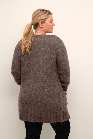 KAFFE CURVE Knit Cardigan 'Calicia' in Brown