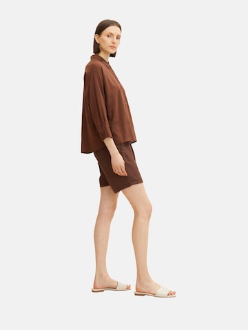 TOM TAILOR Loose fit Pleat-Front Pants in Brown