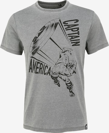 Recovered Shirt 'Marvel Captain America Shield' in Grey: front