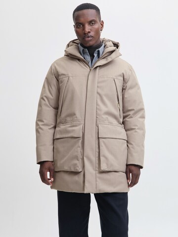 JACK & JONES Zimska jakna 'JPRCCMOON' | rjava barva: sprednja stran