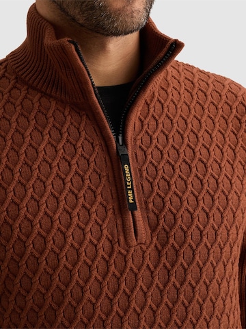 PME Legend - Jersey 'Pullover with half-zip and mixed textures' en marrón