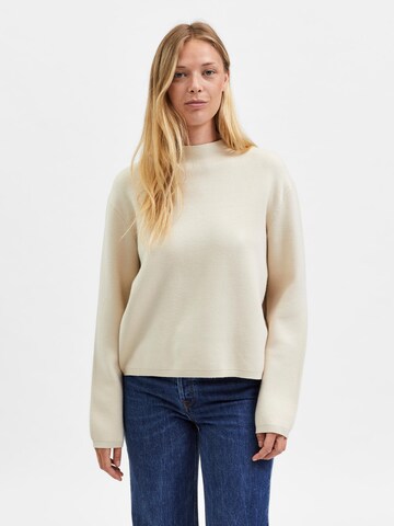 SELECTED FEMME Sweater 'Merle Cali' in Beige: front