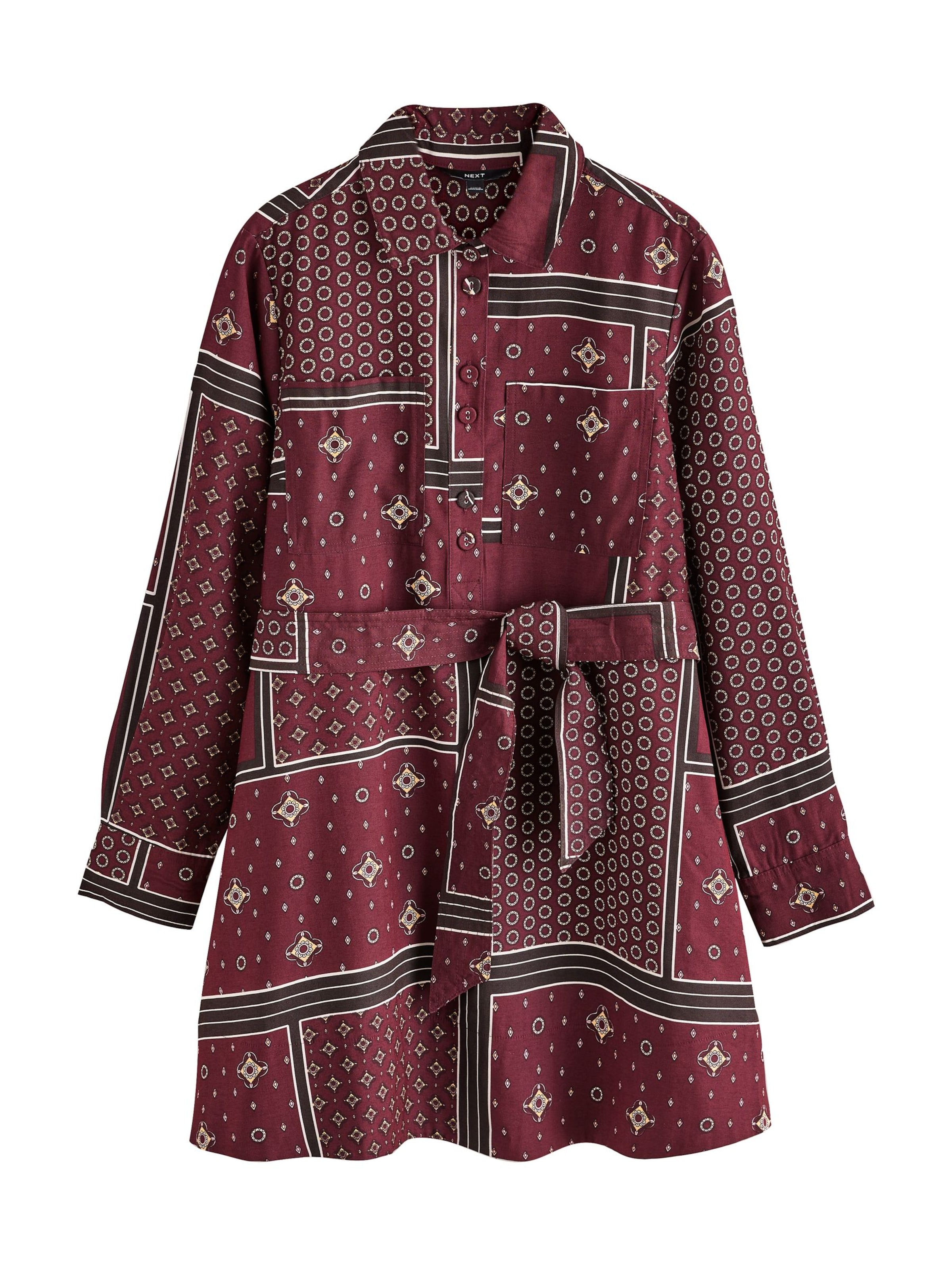 Next Blousejurk in 38 in de kleur Chamois / Bourgogne / Zwart / Offwhite, Productweergave