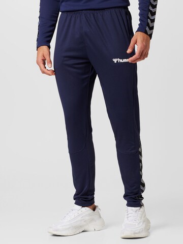 Hummel - Tapered Pantalón deportivo en azul: frente