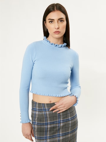 Influencer Pullover in Blau: Vorderseite