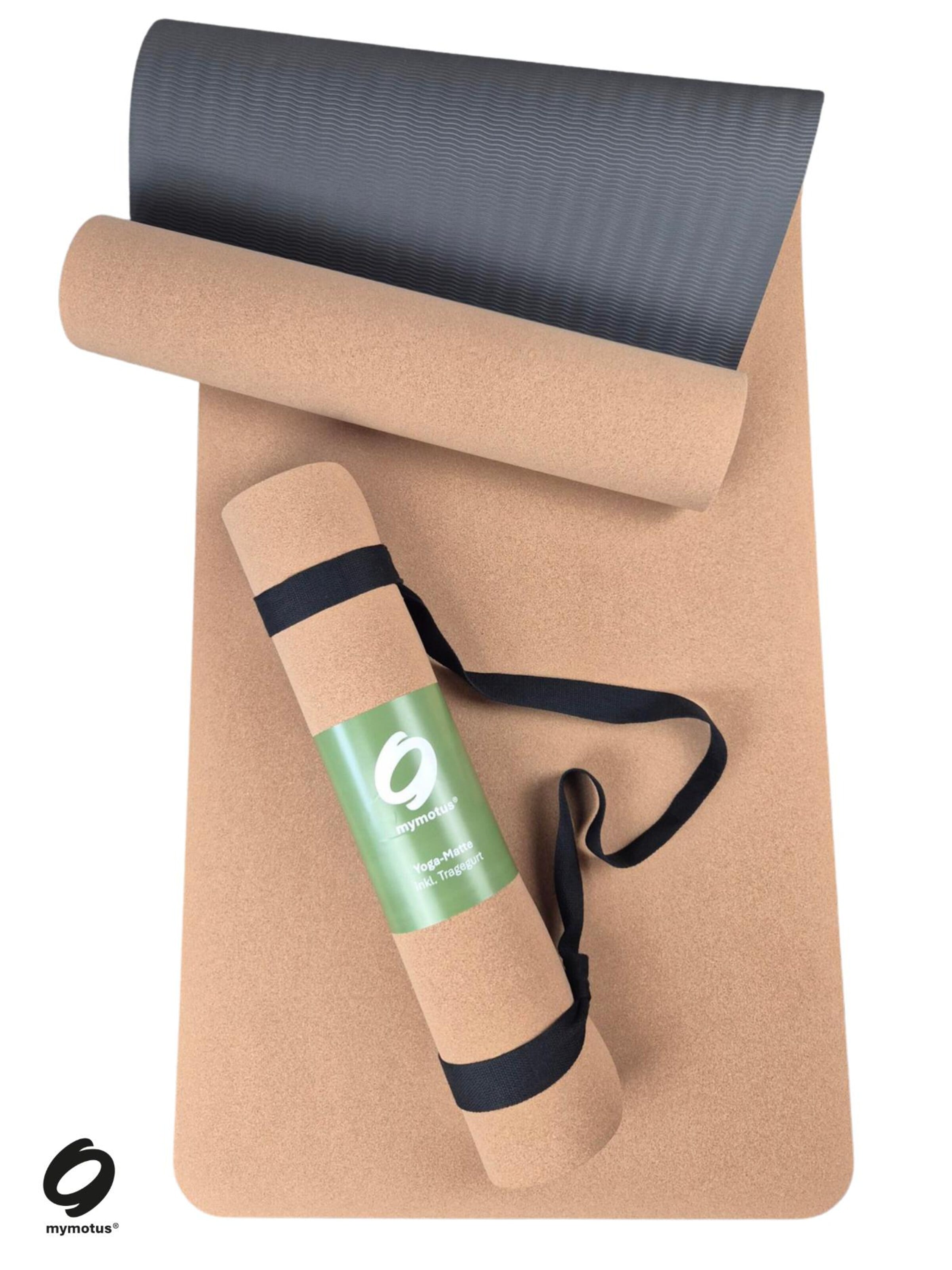 mymotus Matte 'Mymotus® Yoga Matte mit Kork-Oberfläche, rutschfest, funktional, pflegeleicht mit Tragegurt'‌‌‌‌‌‌ in Beige: Vorderseite