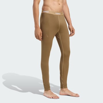 ADIDAS TERREXSkinny Hlače za vanjske uvjete - smeđa boja: prednji dio