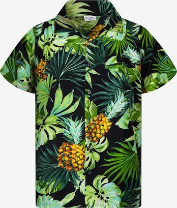 Maglietta 'Pineapple Leaves' di King Kameha in nero: frontale
