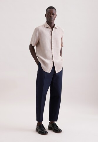 SEIDENSTICKER Regular fit Zakelijk overhemd 'Smart Linen' in Beige