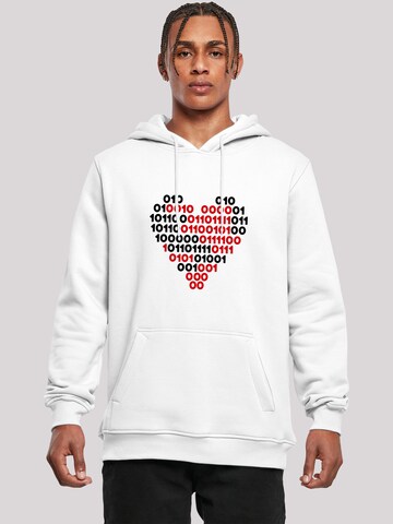 F4NT4STIC Sweatshirt 'I Love You 01001001 Binary Code Herz Valentinstag' in Wit: voorkant