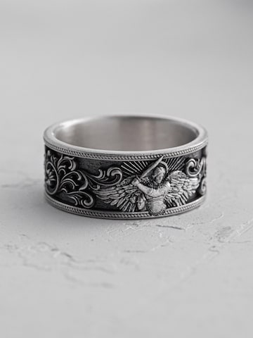 REYTEL Ring 'ARCHANGEL MICHAEL' in Silver: front