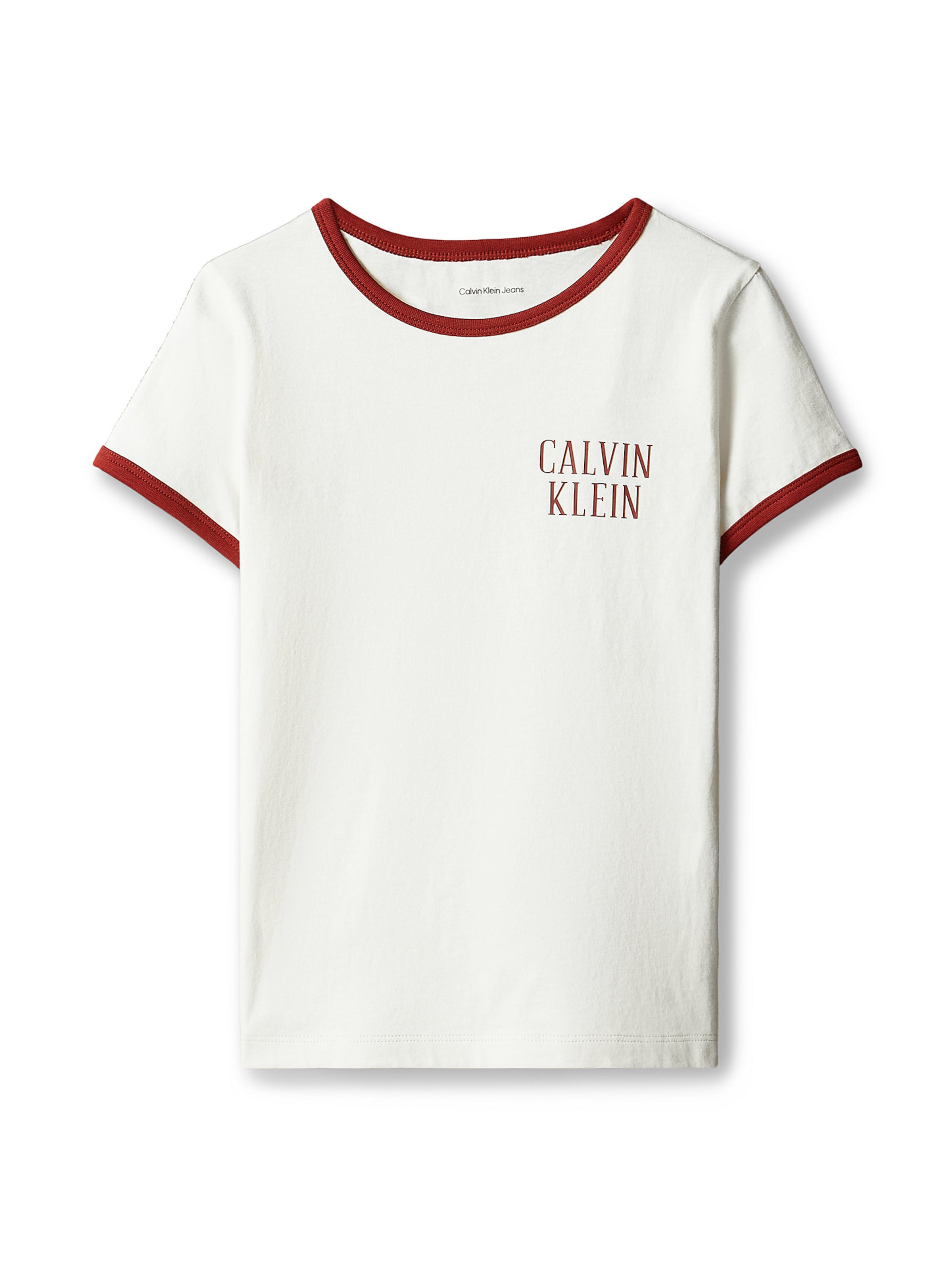 Calvin Klein Jeans Regular Тениска в бежово: отпред