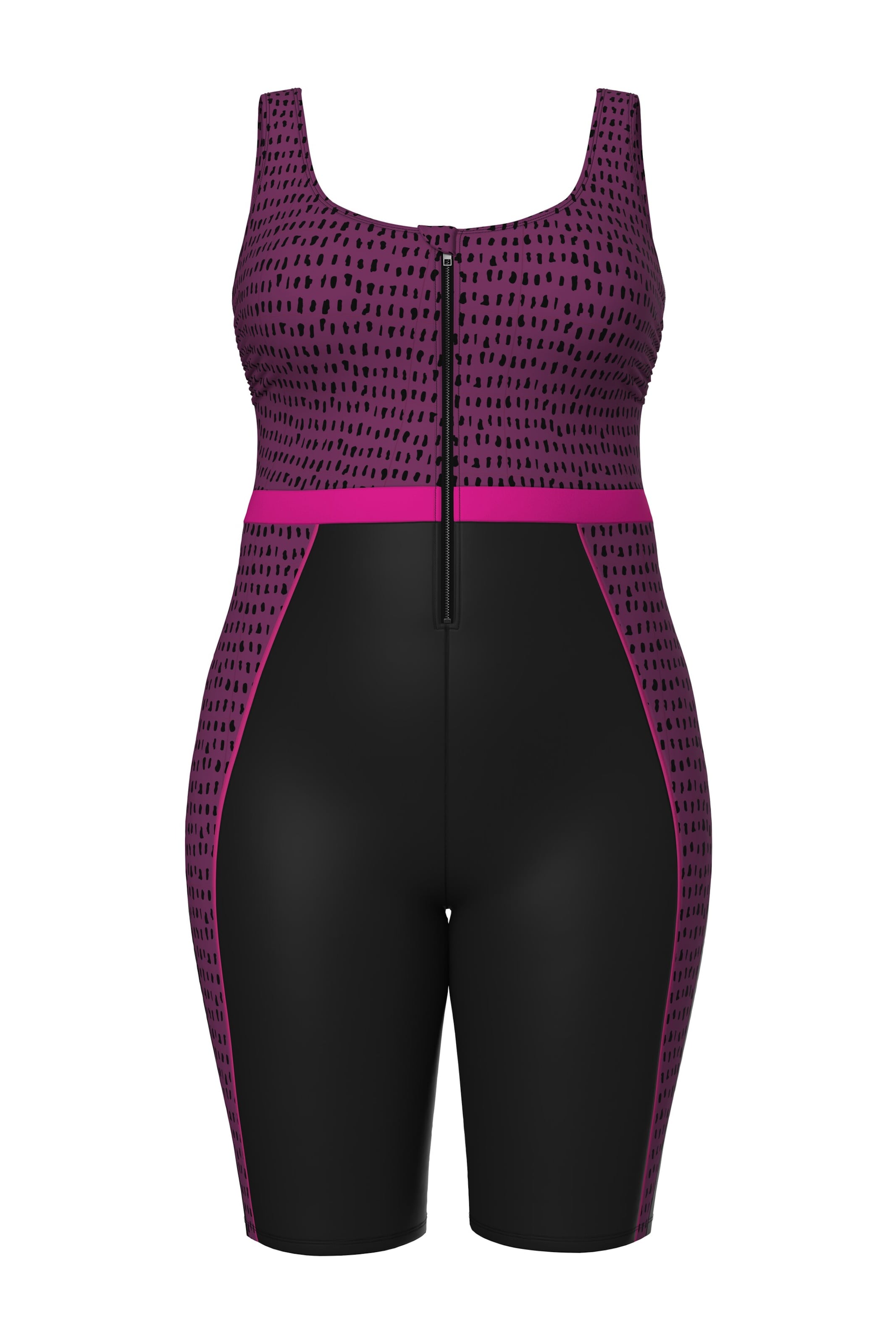 Ulla Popken Minimizer Badeanzug in Schwarz: Vorderseite