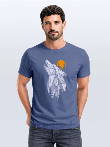 Neverless Shirt 'Polygon Wolf' in Blue