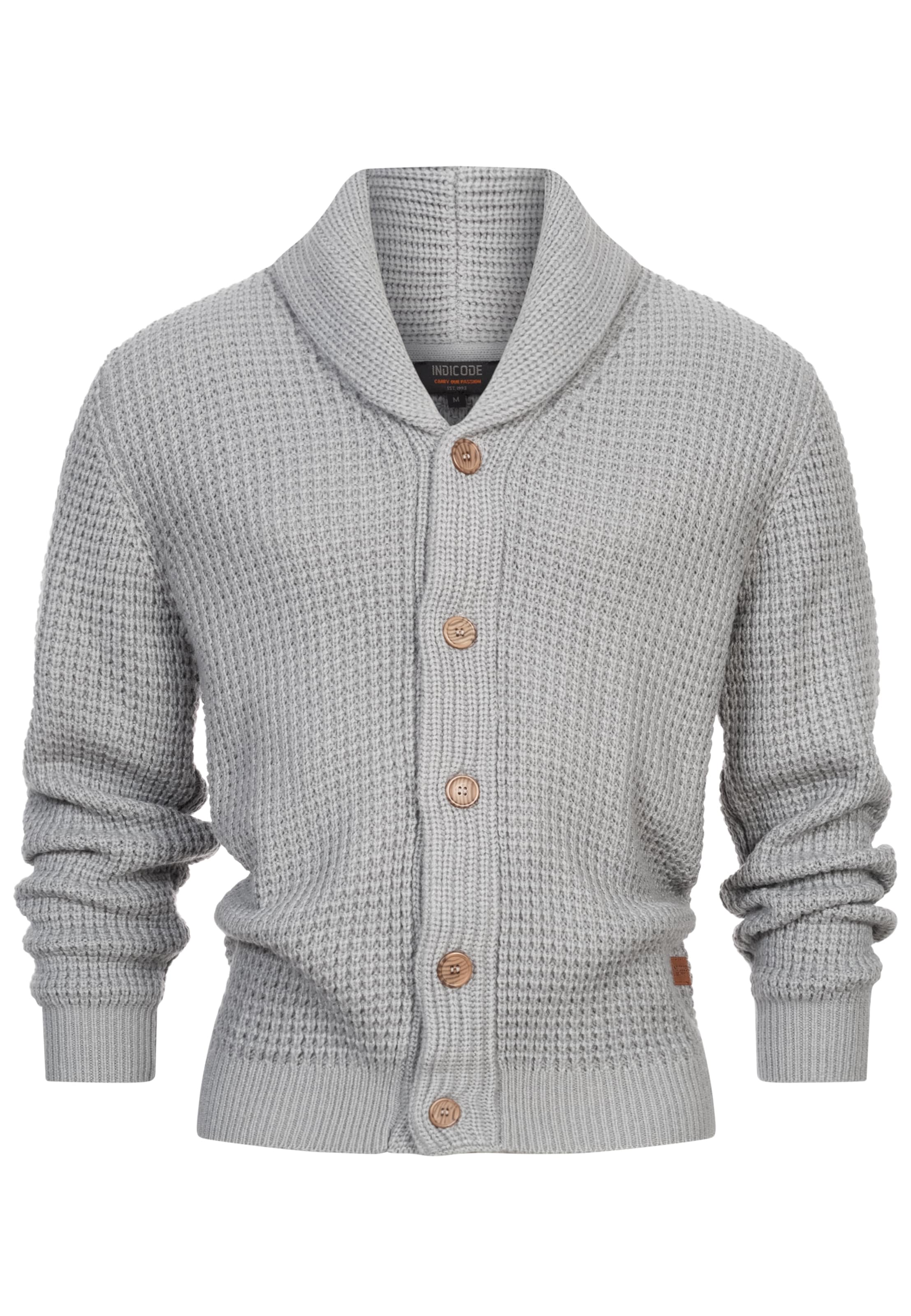 INDICODE JEANS Gebreid vest ' Brandox ' in Grijs: voorkant