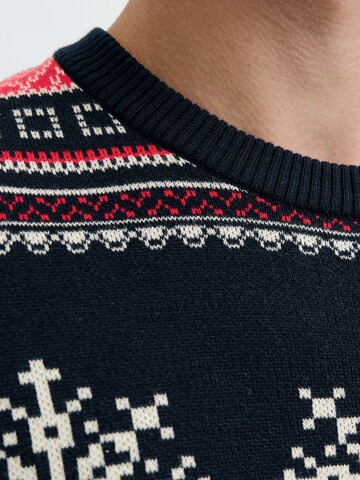 JACK & JONES Пуловер 'JJXMAS NOEL' в синьо