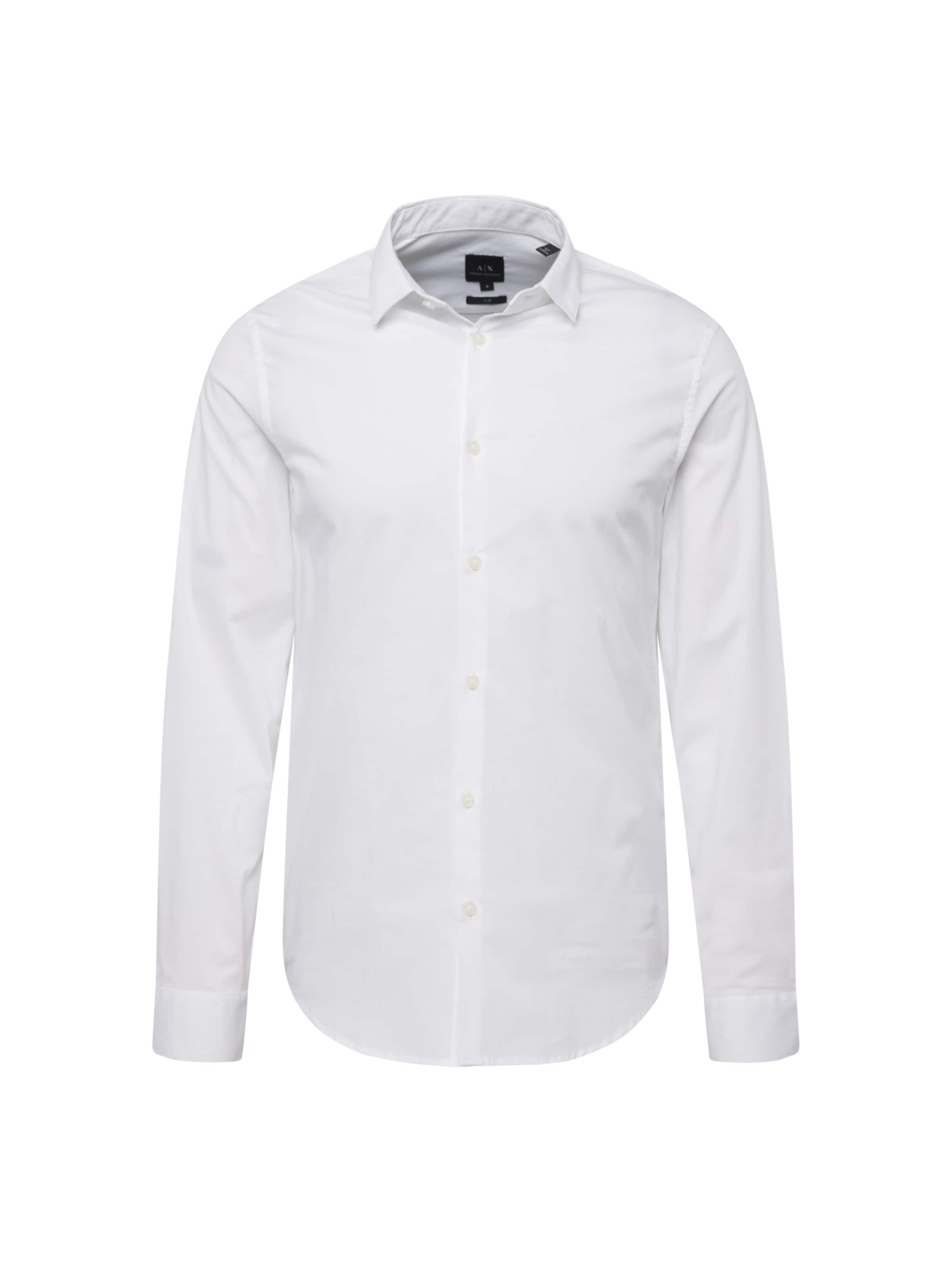 ARMANI EXCHANGE Slim fit Πουκάμισο 'Tessuto' σε λευκό: μπροστά