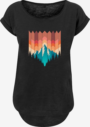 F4NT4STIC T-Shirt 'Geometric Mountain Sunset' in Schwarz: Vorderseite