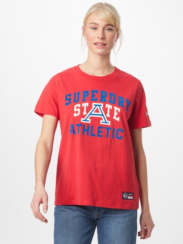 T-shirt 'Collegiate Athletic Union' Superdry en rouge : devant
