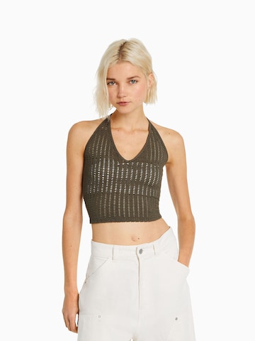 Bershka Gebreide top in Groen: voorkant