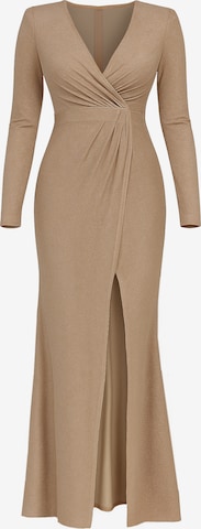 Robe de soirée GODDIVA en beige : devant