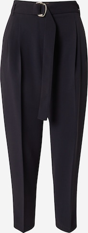 BOSS Black Tapered Pleat-Front Pants 'Tapia' in Blue: front