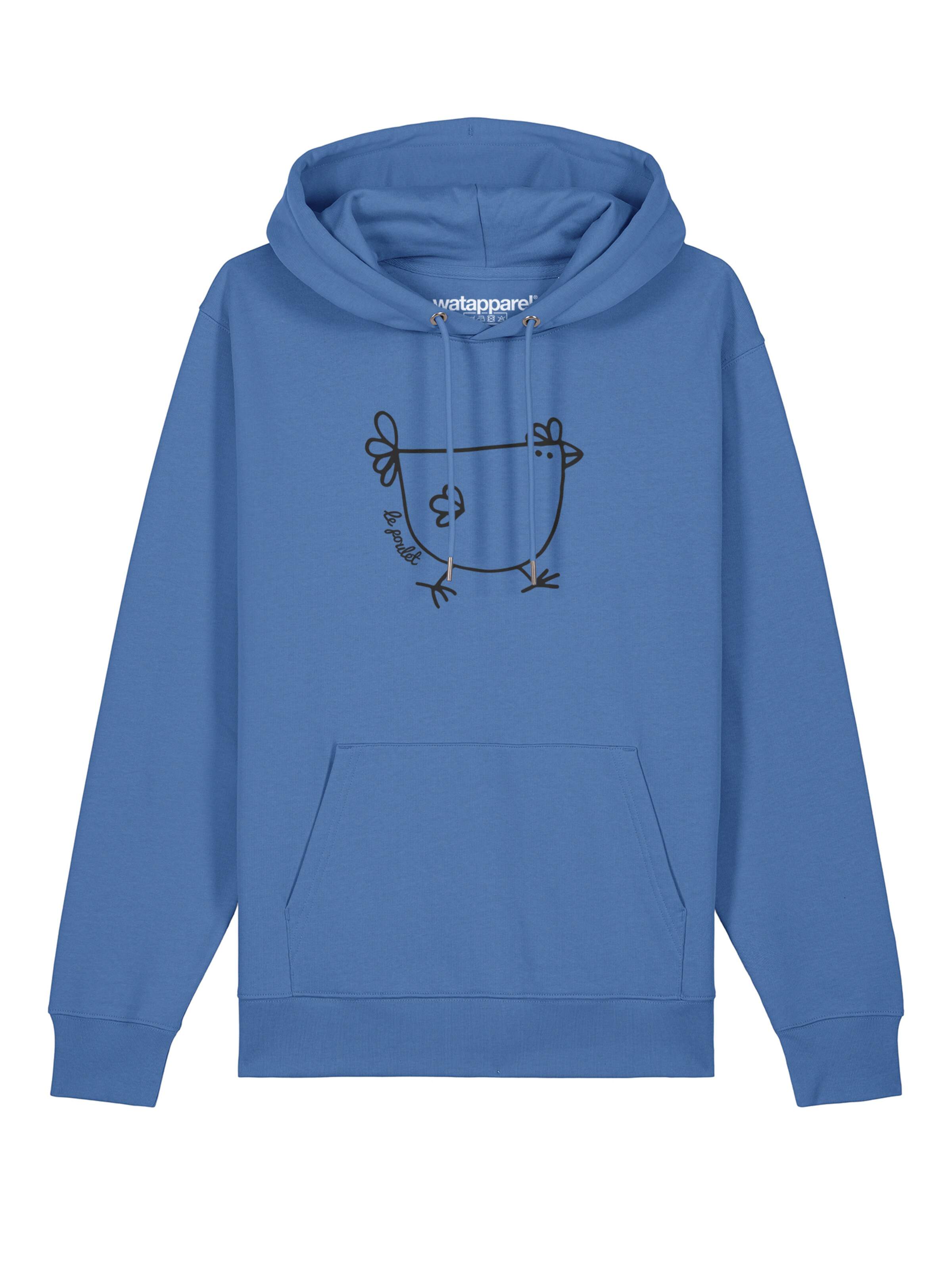 Watapparel Sweatshirt ' Le poulet - das Huhn ' in Blau: Vorderseite