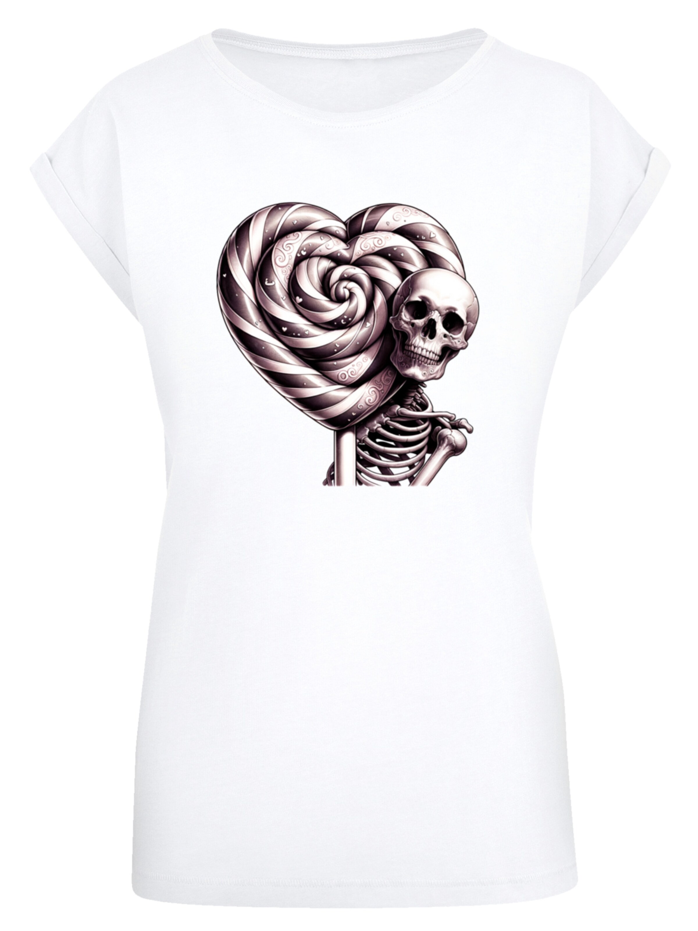 F4NT4STIC Shirt 'Süße Süßigkeiten Herzform Liebe' in Wit: voorkant